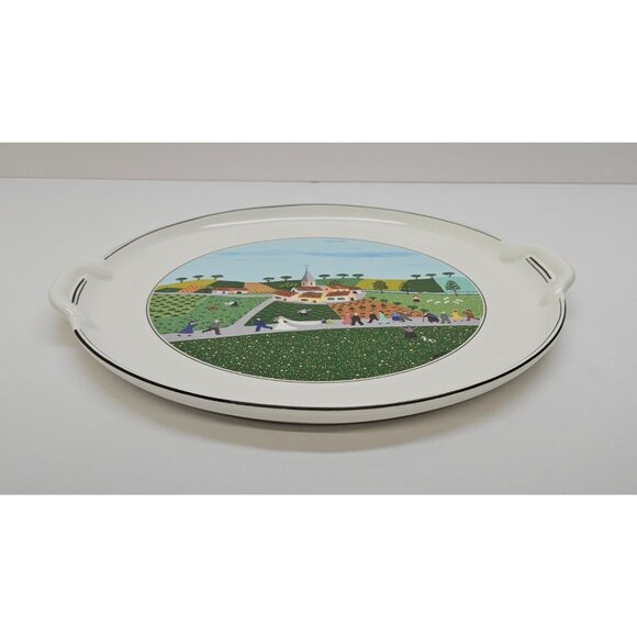 Villeroy & Boch Farmers Wedding Naif Large Round Serving Tray Ceramic 12 5/8 - Picture 5 of 6